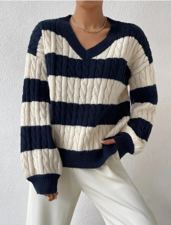 Purple Crew Neck Knit Sweater