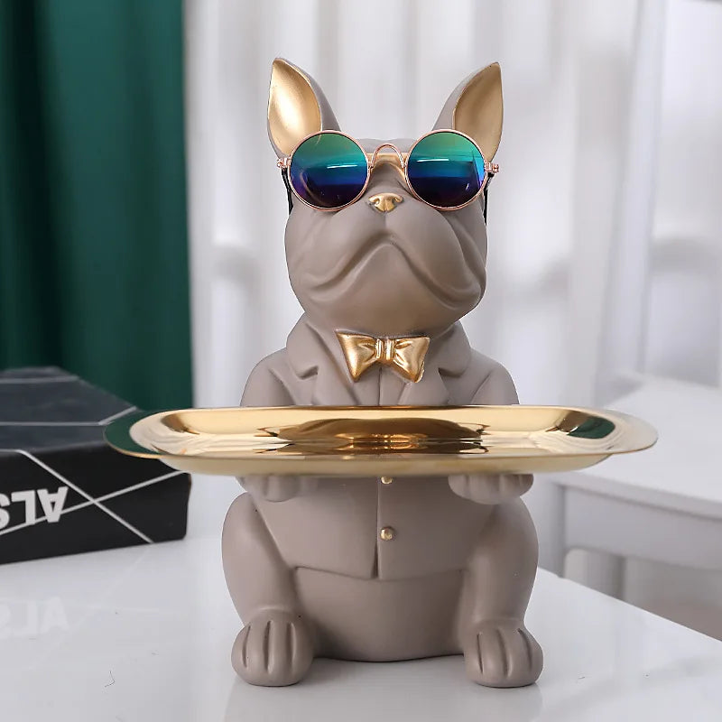 Modern Dog Figurine Dish with Luxury Tie