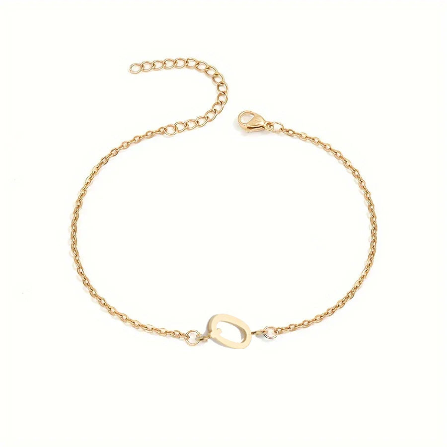 Simple Alphabet Bead Bangle Delicate Chain Necklace
