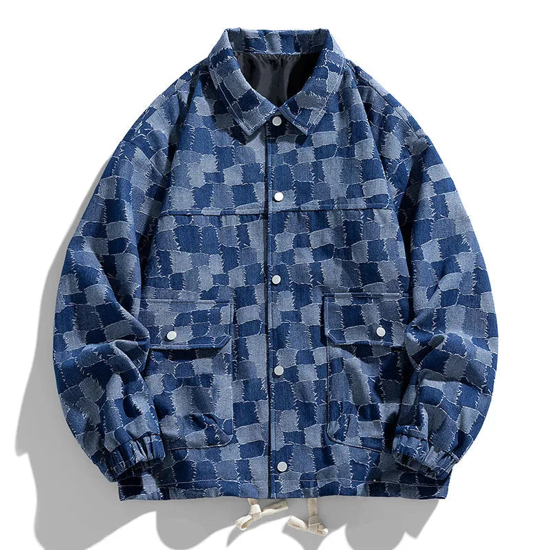 Classic Plaid Blue Jean Jacket