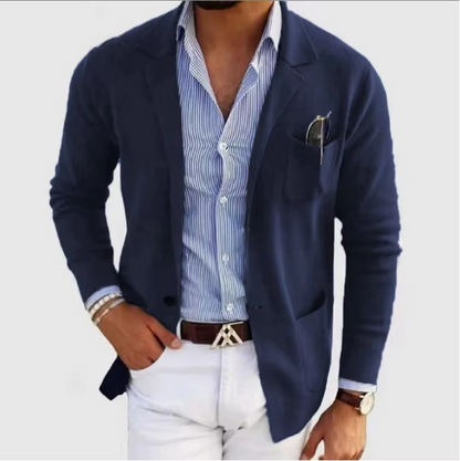 Classic Crew Neck Cardigan Jacket for Men