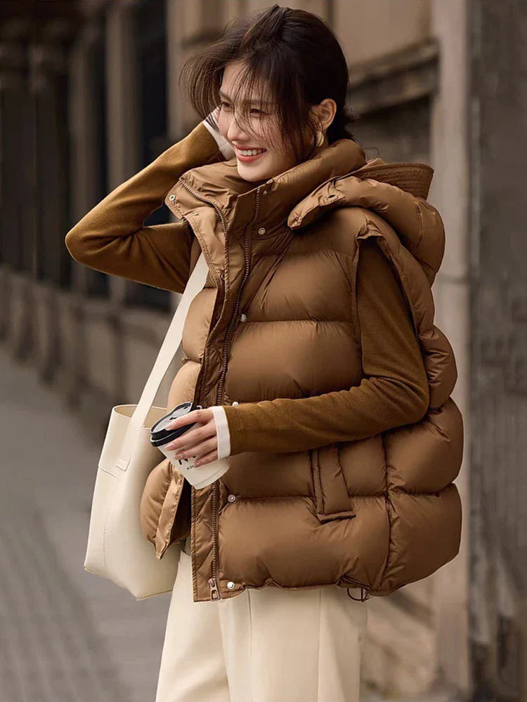 Warm Women's Down Puffer Vest - Hip Length - Luxicro