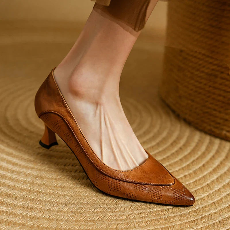 Luxurious Real Leather High Heels - EasyApparels