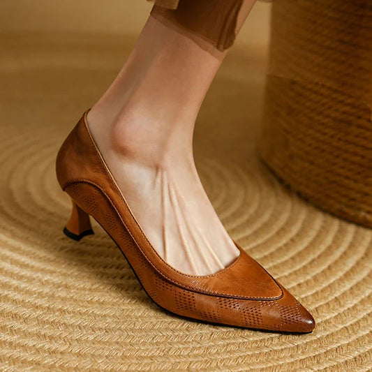 Luxurious Real Leather High Heels - EasyApparels