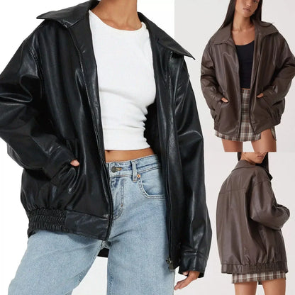 Large Faux Leather Biker Jacket