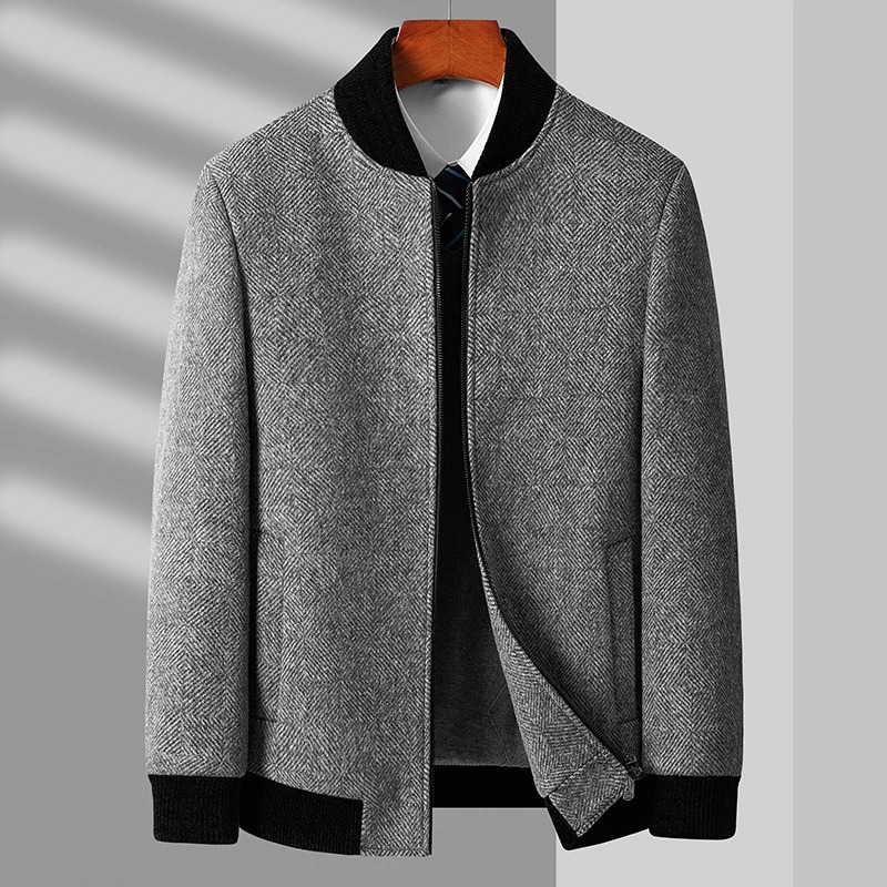 Classic Gray Wool Blazer Coat for Men
