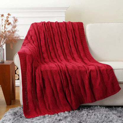 Soft Plush Cable Knit Blanket