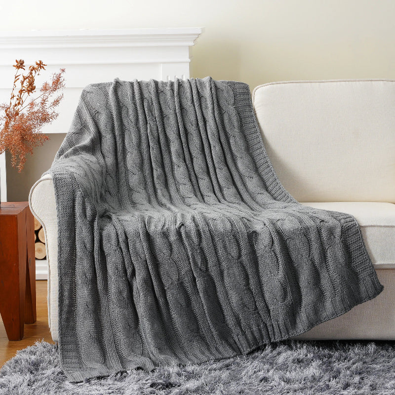 Soft Plush Cable Knit Blanket