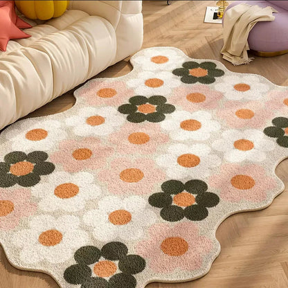 Soft Checkered Border Rug for Kids Room