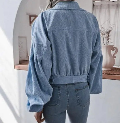 Rugged Corduroy Short Denim Jacket