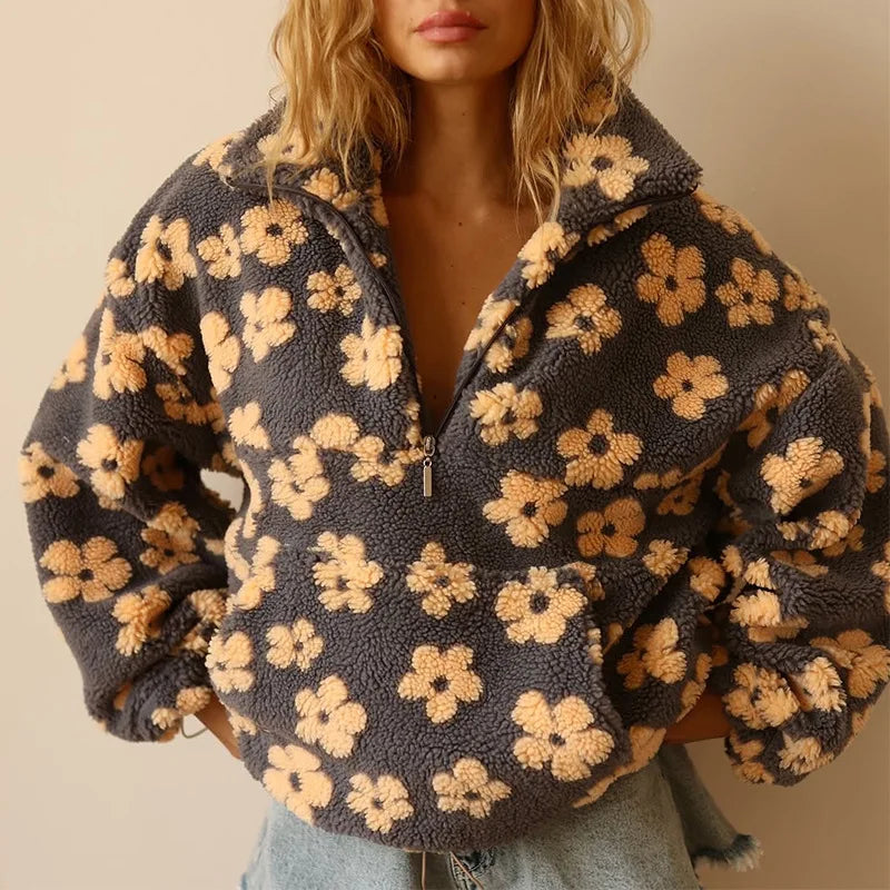 Fleece Lined Zip Up Sherpa Jacket - EasyApparels