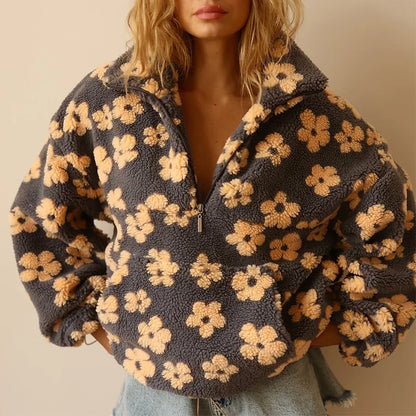 Fleece Lined Zip Up Sherpa Jacket - EasyApparels