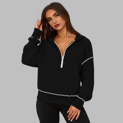Fashionable Full-Zip Hooded Sweatshirt for Women