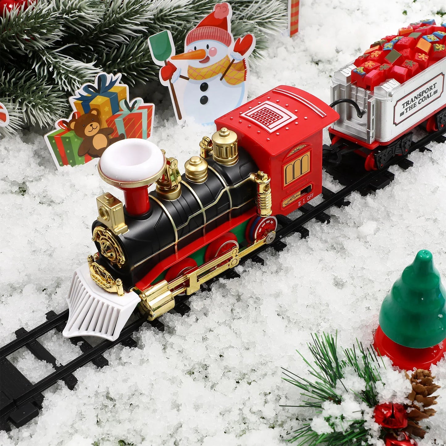 Fun Kids Christmas Train Toy with Lights and Sound - Luxicro