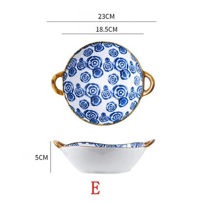 Small Blue Ceramic Handle Soup Bowl