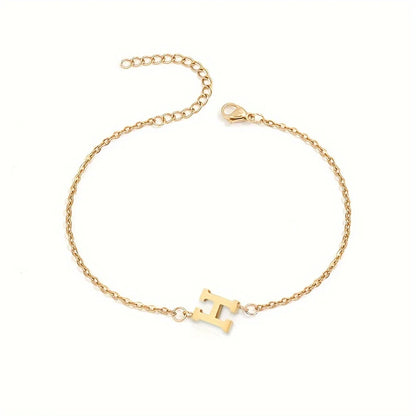 Simple Alphabet Bead Bangle Delicate Chain Necklace