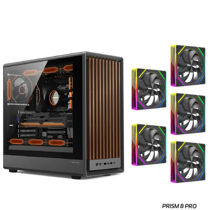 Premium PC Case Wood Accent Glass Front USB C Port