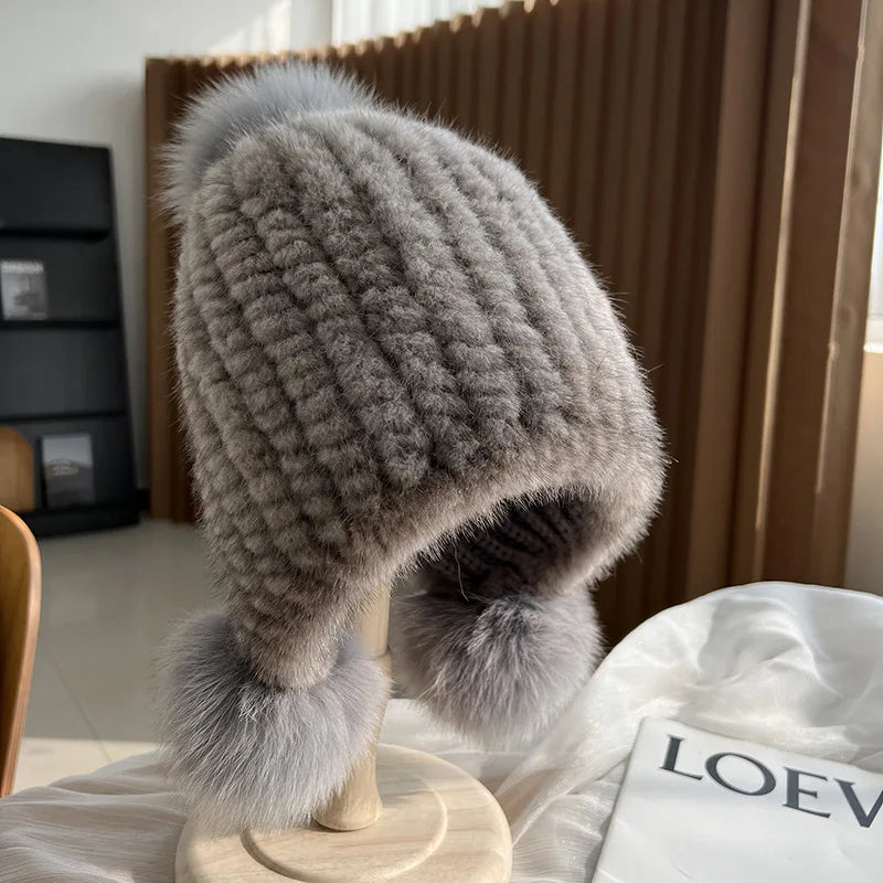 Warm Cable Knit Pom Pom Beanie Hat