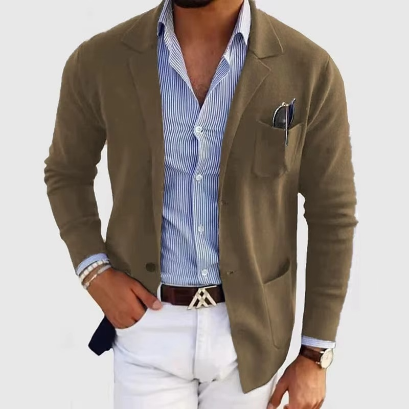 Classic Crew Neck Cardigan Jacket for Men - EasyApparels