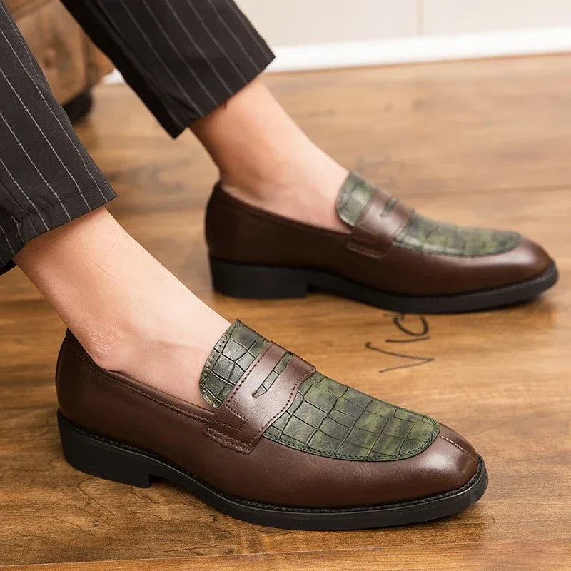 Leather Crocodile Slip On Shoes - EasyApparels