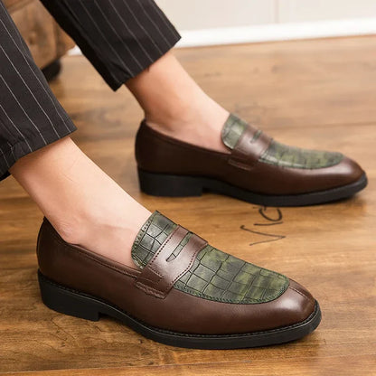 Leather Crocodile Slip On Shoes - EasyApparels