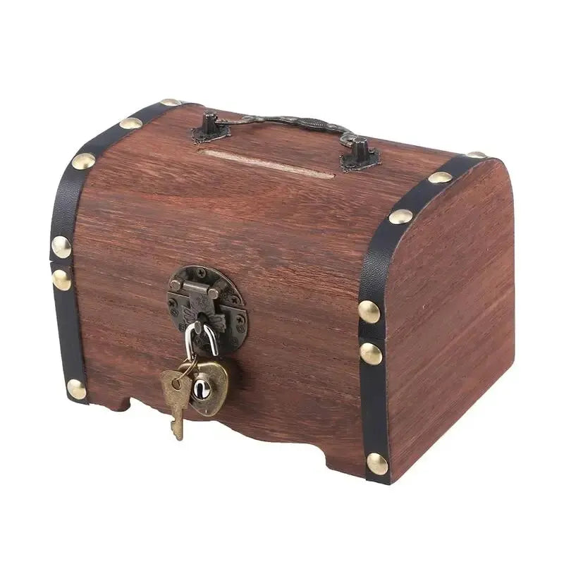 Antique Wooden Trunk Lockable Storage Container Decorative Box - Luxicro