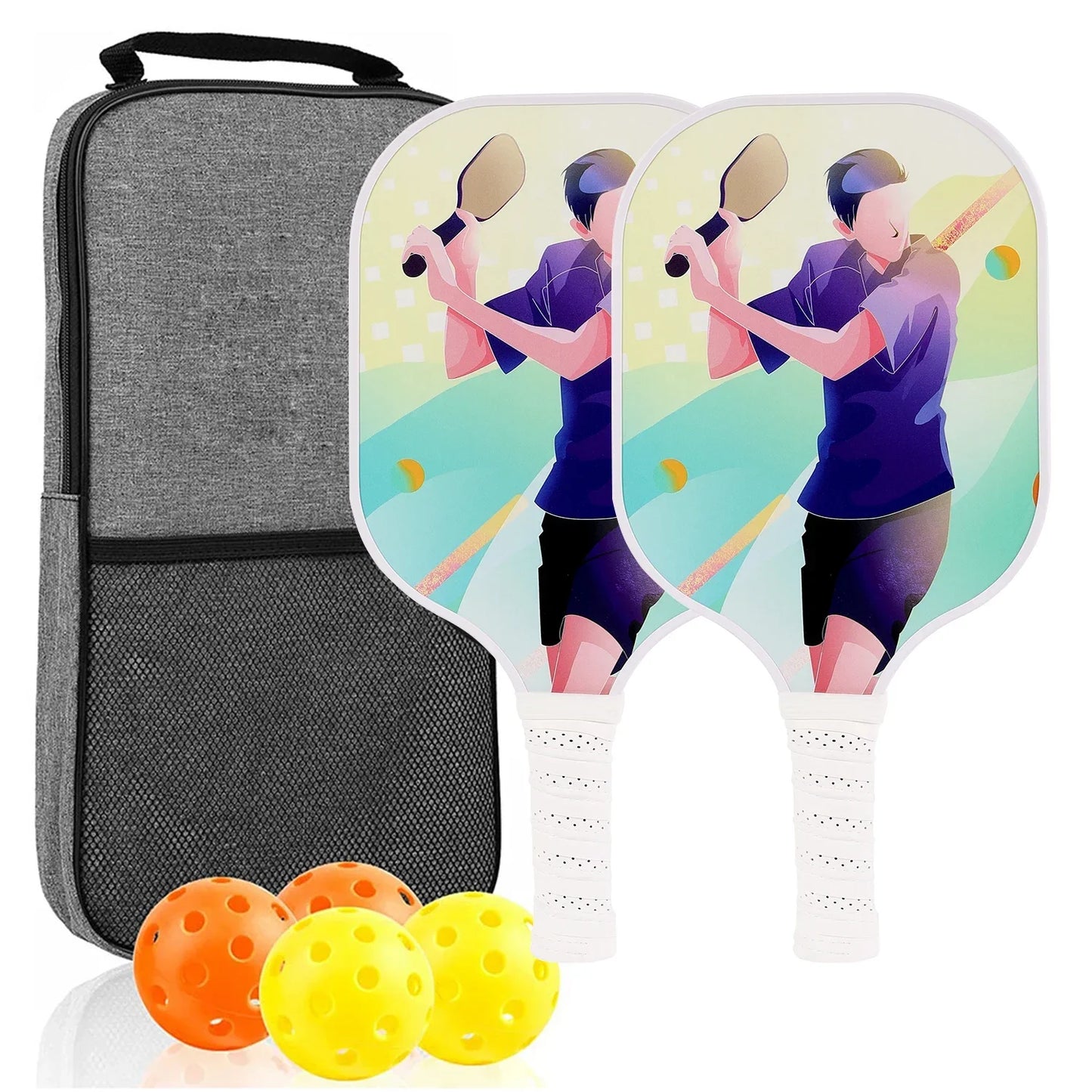 Portable Pickleball Paddle Set with Balls and Bag