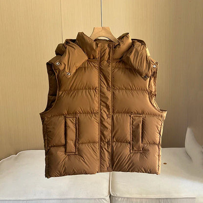 Warm Women's Down Puffer Vest - Hip Length