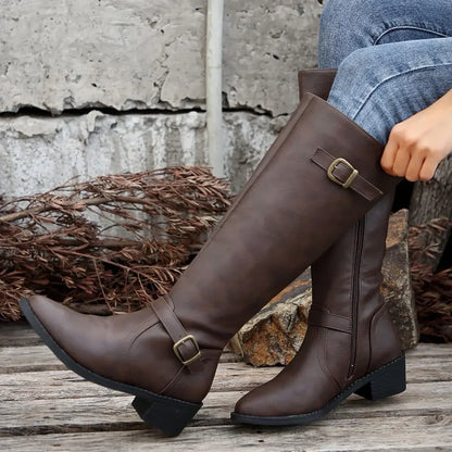 Classic Brown Leather Riding Boots