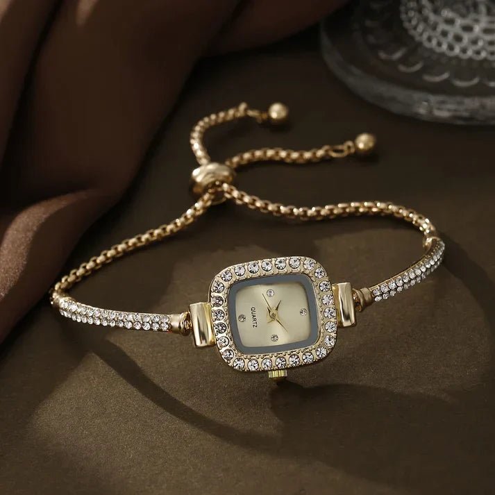Sparkling Stone Women's Square Watch with Adjustable Strap