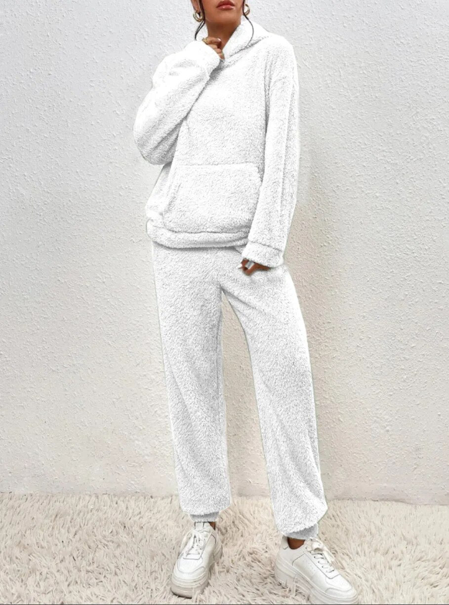 Soft Plush Teddy Hooded Jumpsuit for Lounging Comfort