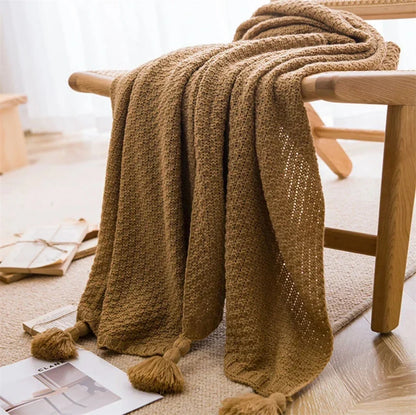 Soft Plush Throw Blanket with Fringe