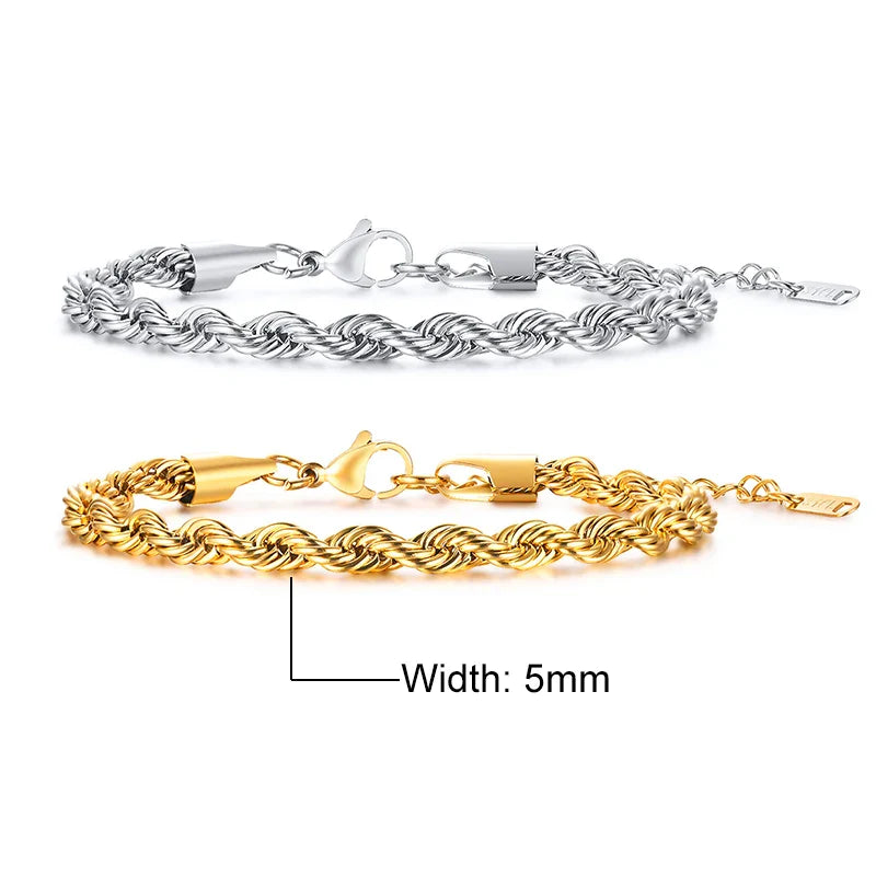 Silver Tone Twisted Cable Chain Bracelet Mens