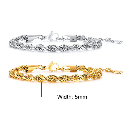 Silver Tone Twisted Cable Chain Bracelet Mens