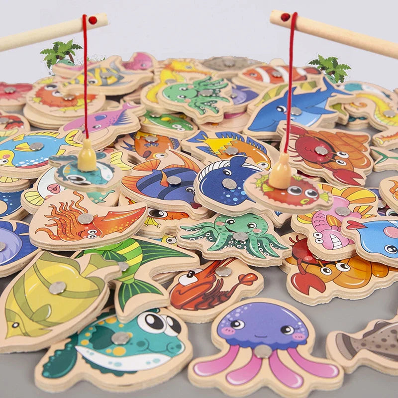Fun Wooden Fishing Toy for Kids Learning Set - Luxicro
