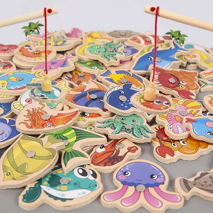 Fun Wooden Fishing Toy for Kids Learning Set - Luxicro