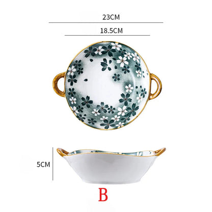 Small Blue Ceramic Handle Soup Bowl