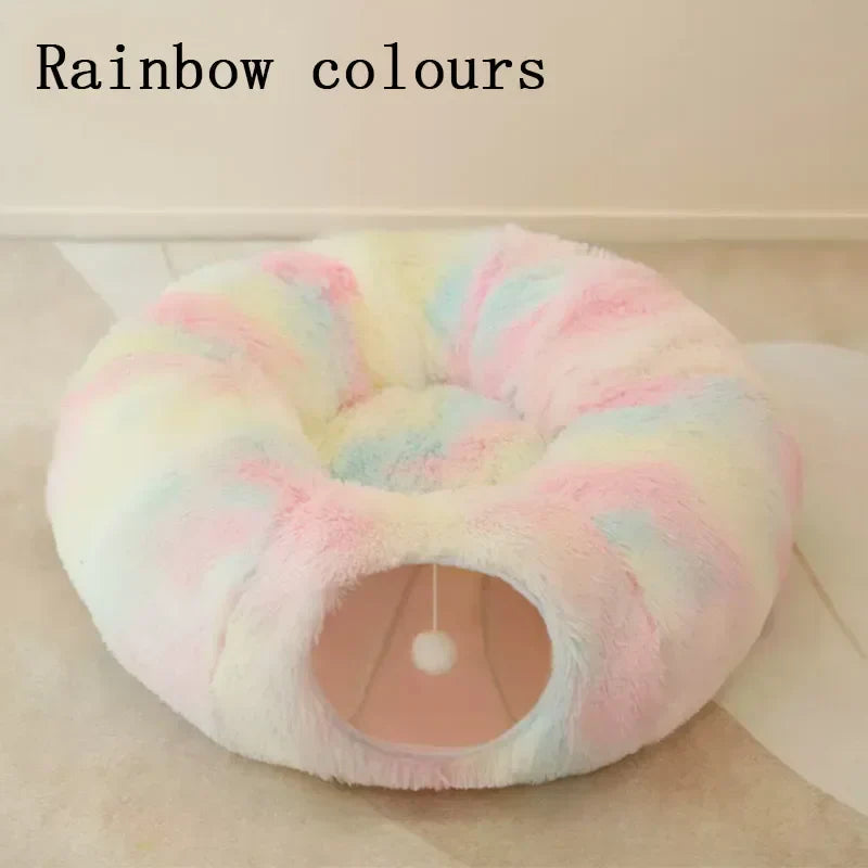 Large Round Cat Bed 2 in 1 Soft Plush House