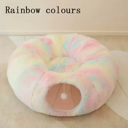Large Round Cat Bed 2 in 1 Soft Plush House
