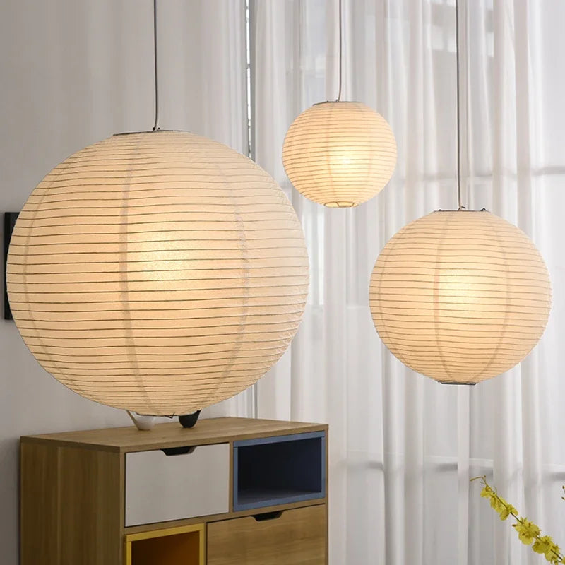 Simple Round Paper Shade LED Pendant Light - Luxicro