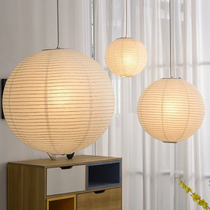 Simple Round Paper Shade LED Pendant Light - Luxicro