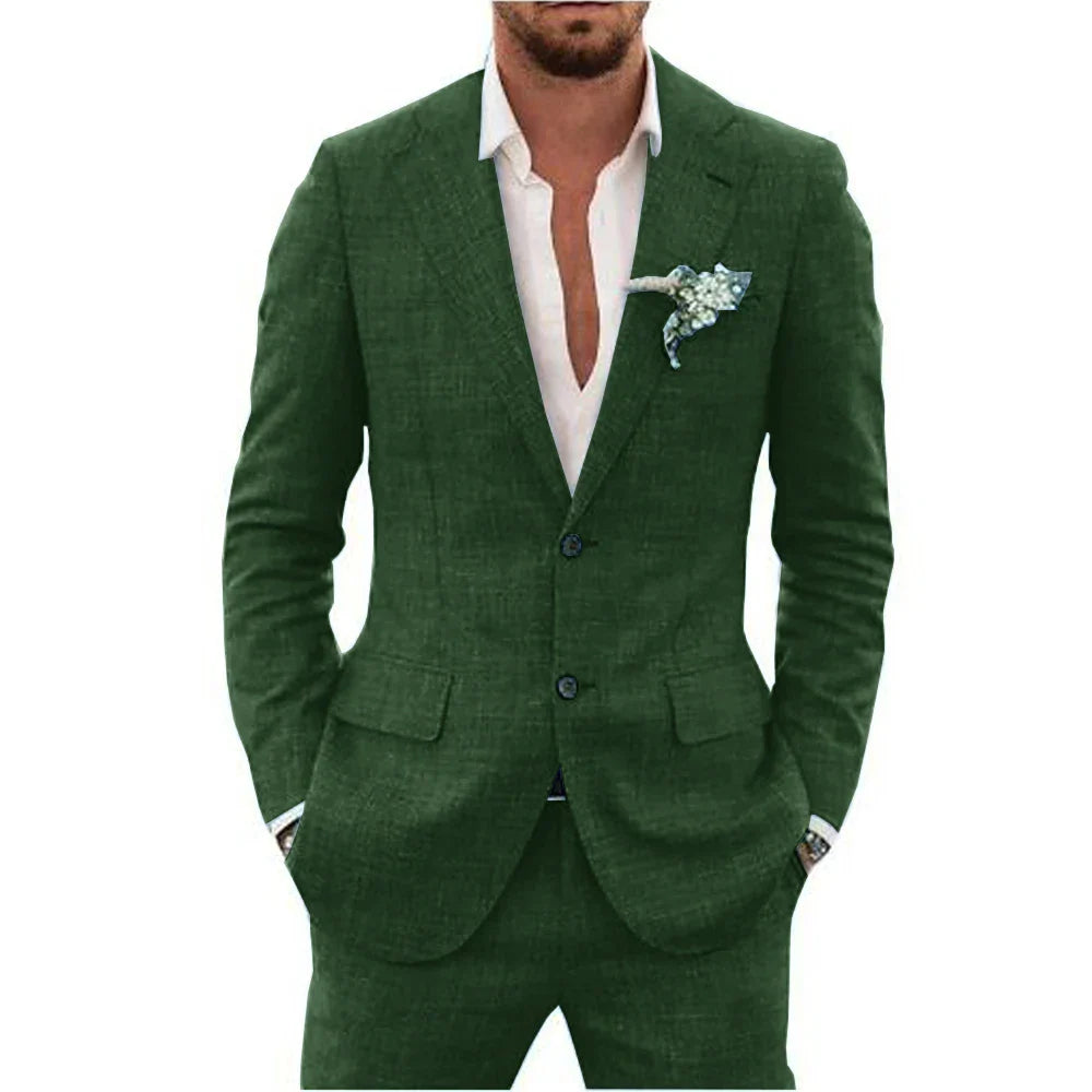 Slim Fit Linen Suit for Men