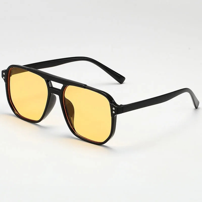 Classic Large Square Sunglasses - Unisex Black UV Protection