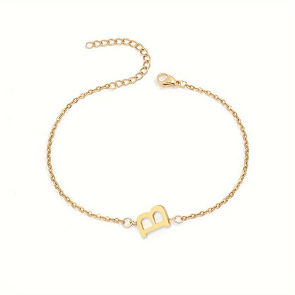 Simple Alphabet Bead Bangle Delicate Chain Necklace