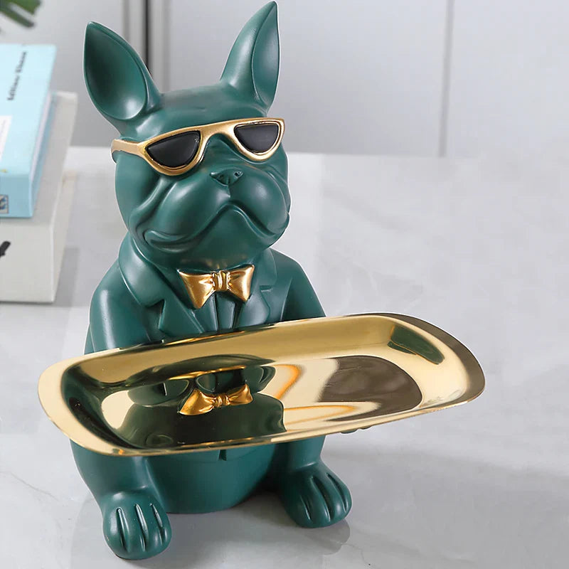 Modern Dog Figurine Dish with Luxury Tie