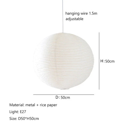 Simple Round Paper Shade LED Pendant Light
