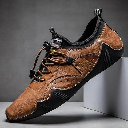 Breathable Elastic Lace Casual Men's Driving Shoes