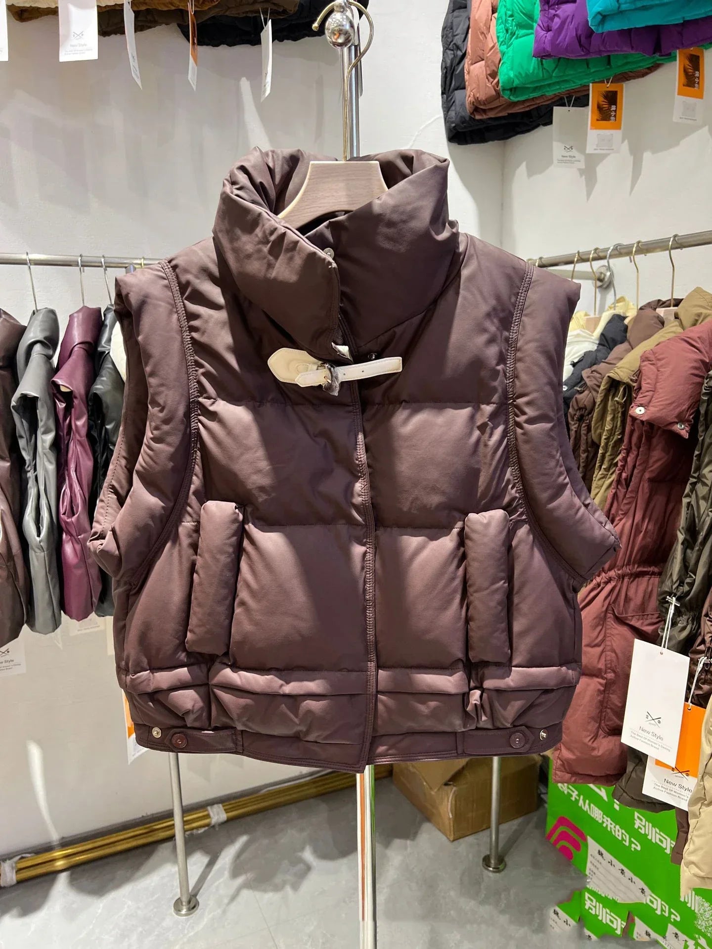 Cozy Women's Puffer Vest - Short Faux Down Winter Jacket