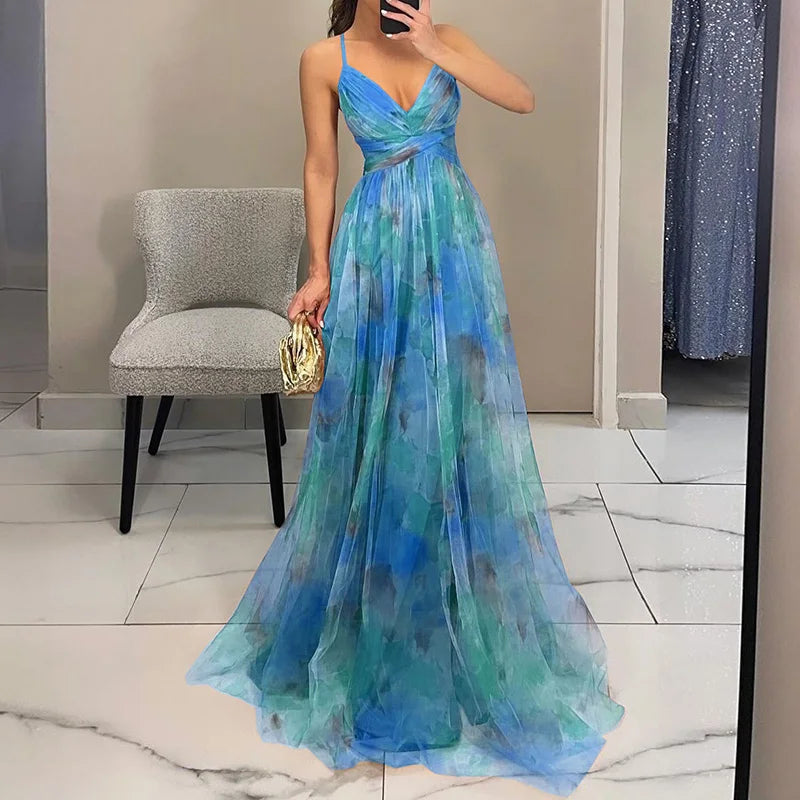 Vibrant Flower Long Summer Dress