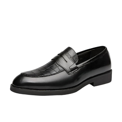 Leather Crocodile Slip On Shoes